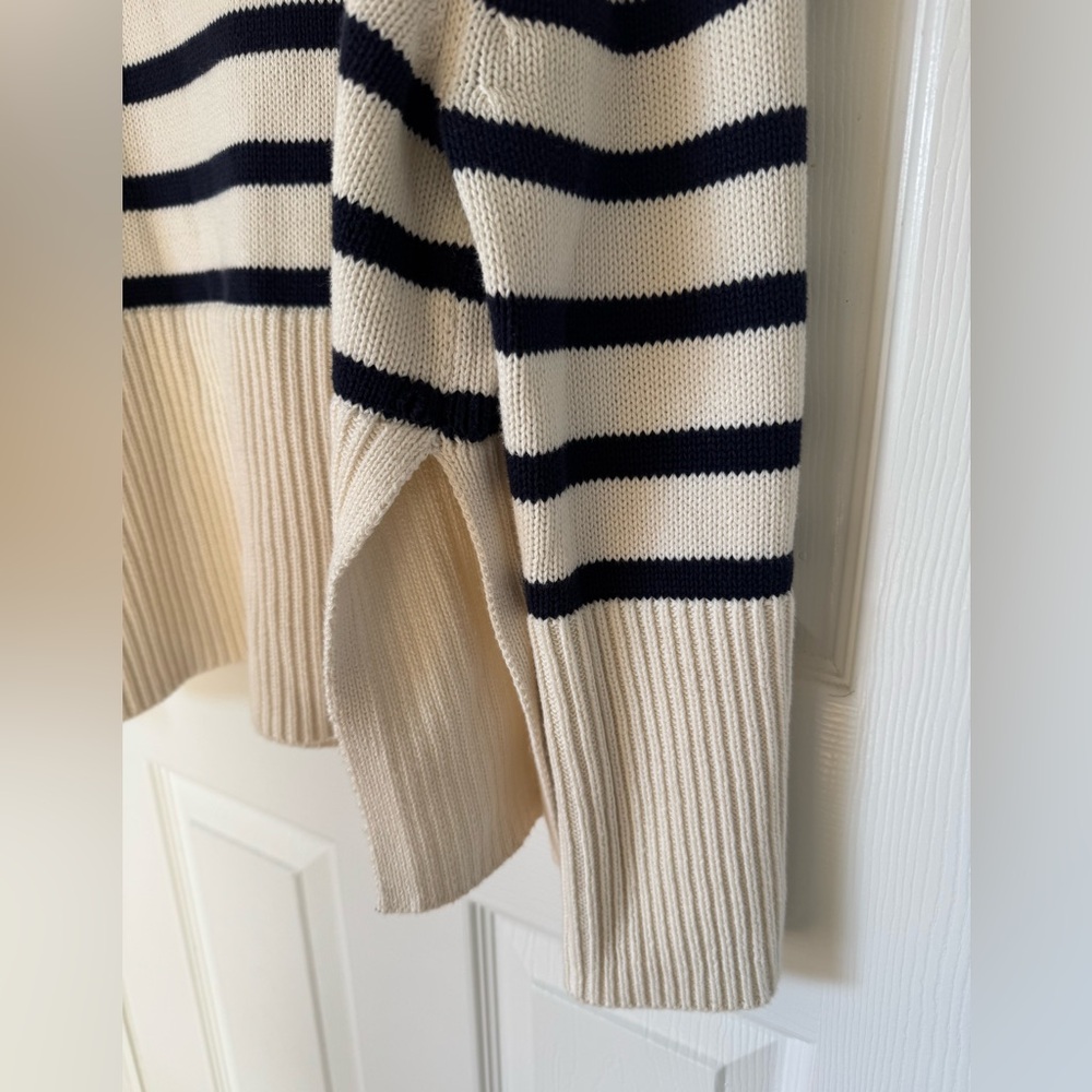 GAP 100% Cotton Shaker-Stitch Nautical Striped Turtleneck Sweater - Size M - Picture 5 of 9